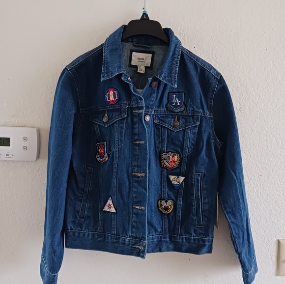 Forever 21 Jackets & Blazers - Forever‎ 21 Navy Denim Jacket With Patches